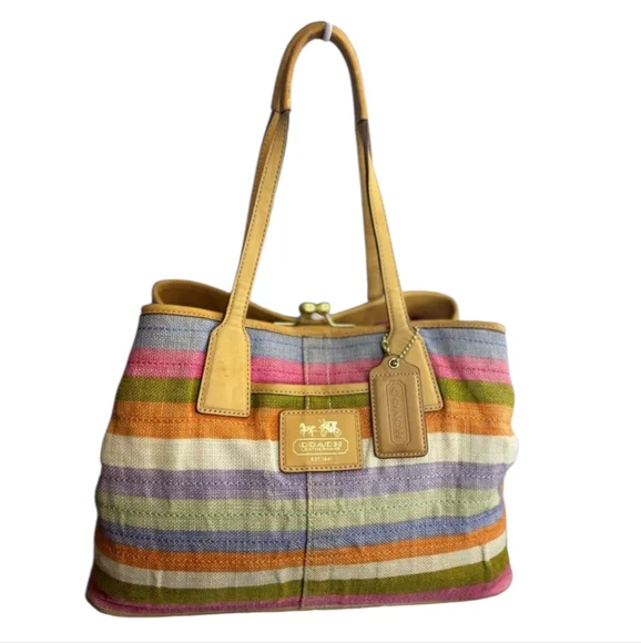 Coach Bag 2008 Hamptons Legacy Archive 10th Anniversary Kiss Lock Satchel Purse - Picture 2 of 16